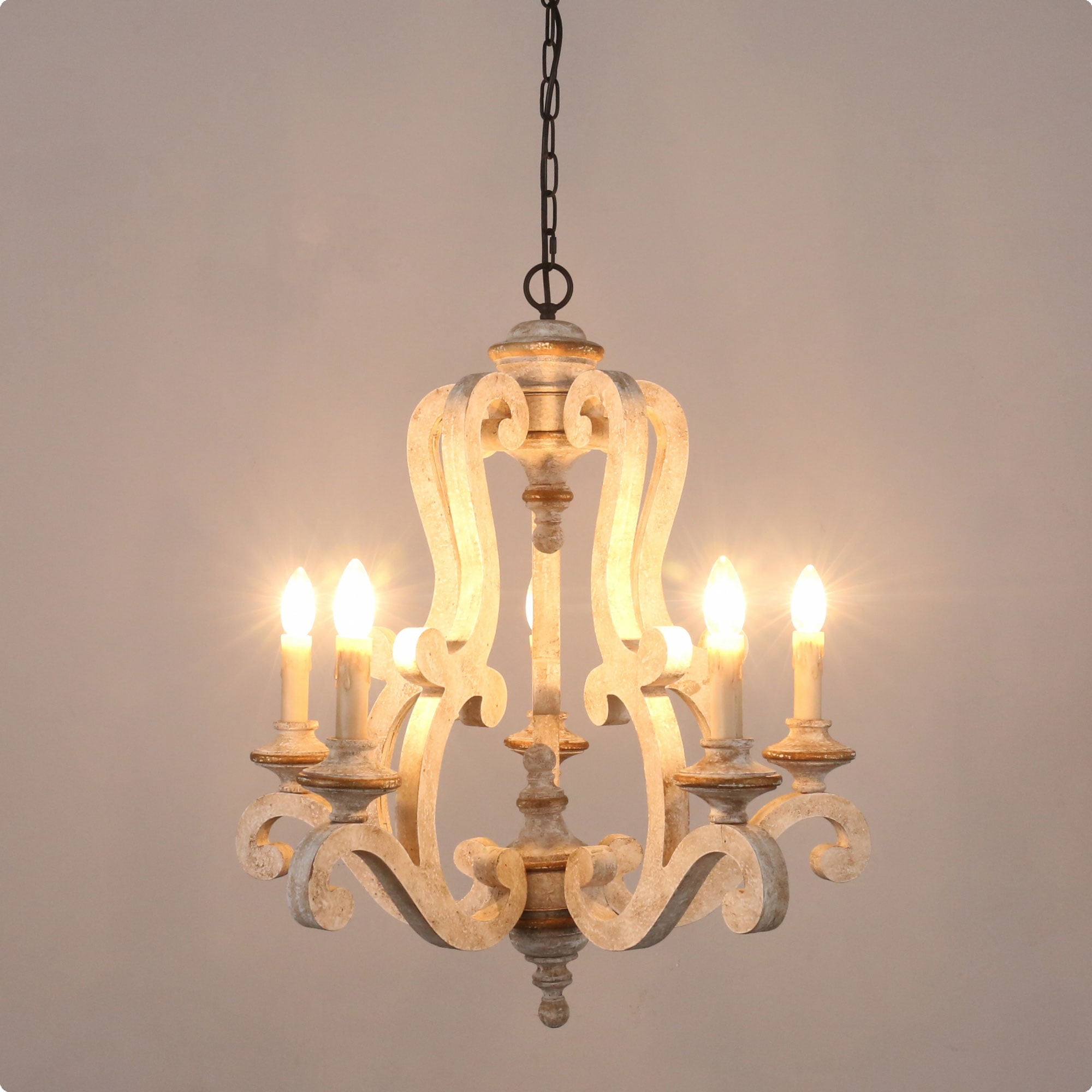 Belladepot 5-light White Wooden Vintage Chandelier