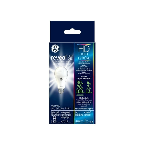 General Electric 4-13W HD+ LED A21 Trilight Reveal Light Bulb