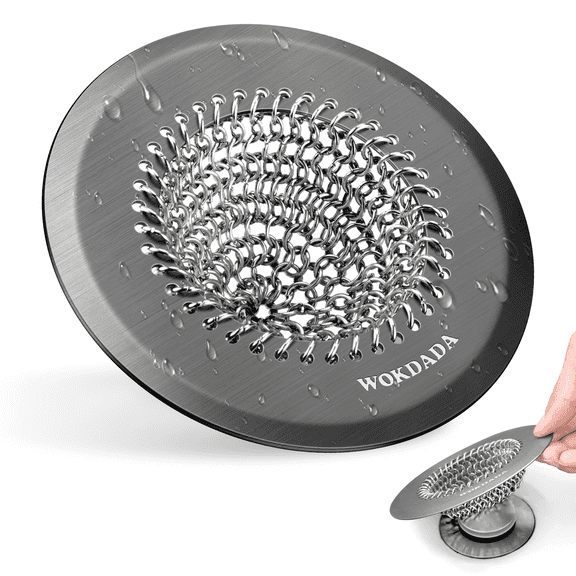 WOKDADA Shower Hair Drain Catcher, Easy Clean Bathtub Drain Hair Catcher, Fast Drainage Tub Drain Protector, Stainless Steel Shower Drain Cover for US Standard Regular & Pop-up Drain Screen (Black)