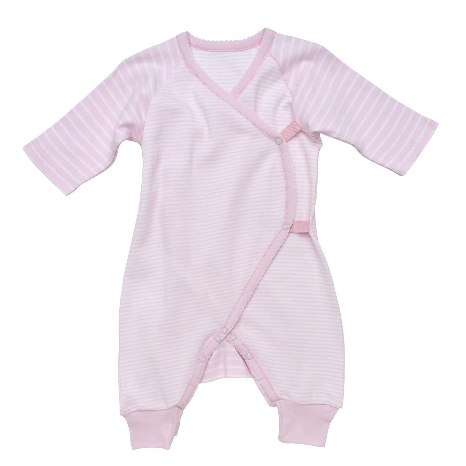 Under The Nile Side Snap Kimono, Pale Pink Stripe