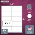 thumbnail image 6 of Blank White Permanent Adhesive Labels for Laser/Ink Jet Printer (4 x 2" - 10 Per Page | 250 Labels), 6 of 7