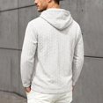 thumbnail image 6 of Men's Knit Hooded Henley Shirt, Drawstring Long Sleeve Pullover Top, Textured Loose Fit Spring-Fall Casuall Daily Streetwear Clothes White M, 6 of 6