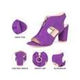 thumbnail image 3 of BLISSFUL STEP Women's Heels Front Zipped Slingback Chunky Heel Sandals Purple 9.5, 3 of 8