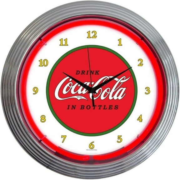 Bilot Drinks Coca Cola 1910 Classic Neon Wall Clock, 15-Inch, Chrome rim with a single ring of red neon By Brand Bilot