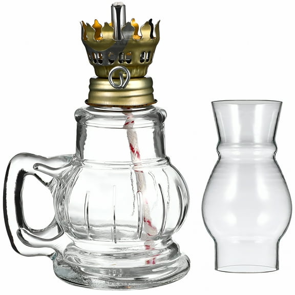 LAMIRO Glass Kerosene Oil Lamp Lantern Vintage Oil Lamp for Indoor Use Decor Chamber Lamp for Home Glass Lamp