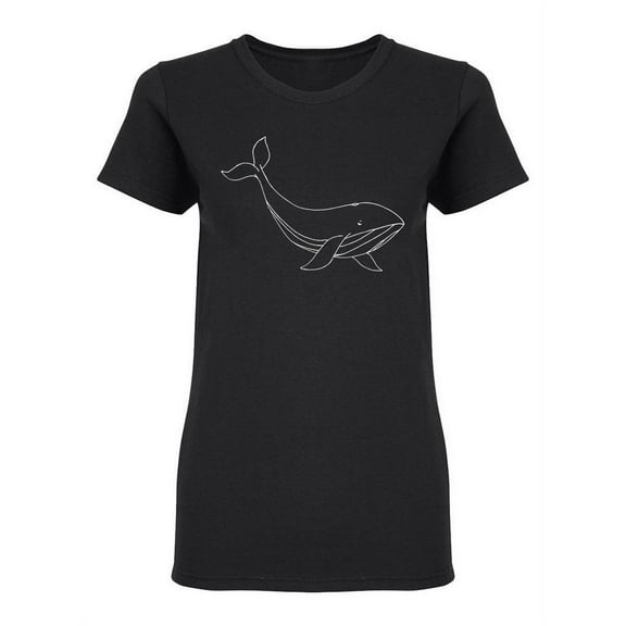 Black Hand Drawn Whale Shaped T-Shirt Women -Image by Shutterstock, Female Large