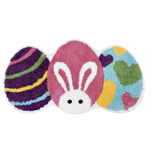 Hearth & Gear Easter Rabbit Bunny Eggshell Shaped Bunny Rug 31 Light Rugs for Living Room Small Room Rug Bedroom Soft Rug Large Blanket for Couch Cute Blankets for Women Knit Blanket Knit Throw