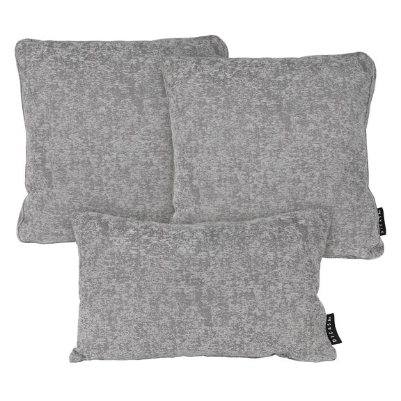 Set de 3 Cojines Delta Zita (1 Rectangular y 2 Cuadrados Grandes) Acero