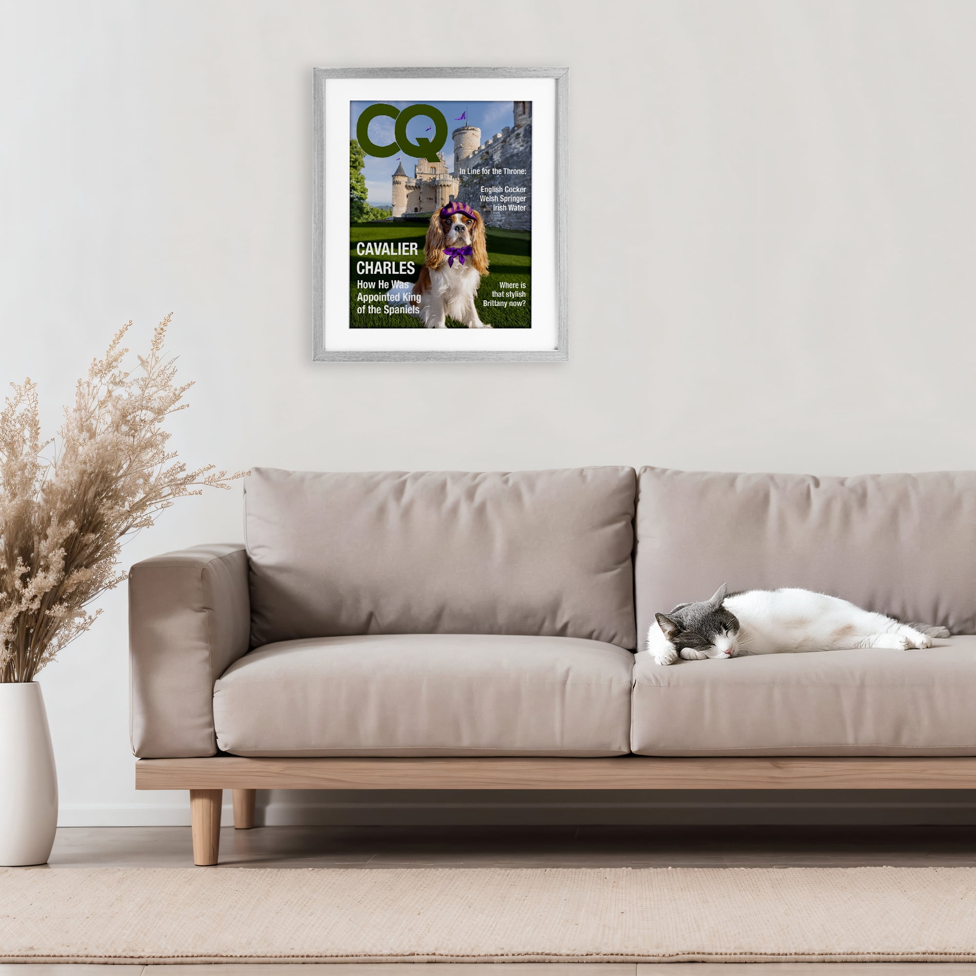Stupell Industries Royal Cavalier Magazine Gray Framed Print Under Glass, design by Grotto Studios