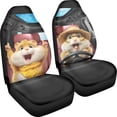 thumbnail image 3 of POLERO Cheerful Hamster Polyester Front Seat Cover Soft, Elastic Car Seat Covers for Women, Full Set of 2 Vehicle Seat Covers, 3 of 12