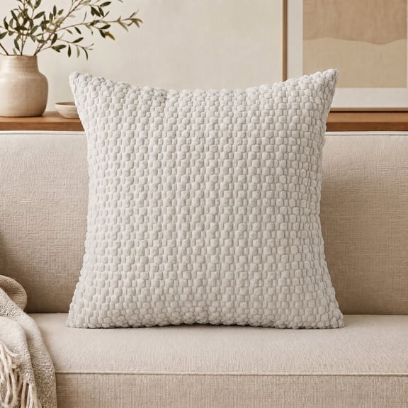 1 Pack Bubble Textured Throw Pillow 4545cm, Solid Color Soft Plush Square Decorative Cushion with Pillow Insert, Modern Minimalist Textured Sofa Bed Decor Pillow for Living Room Bedroom Home Decor