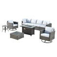 thumbnail image 2 of Ovios 9 Pieces Patio Fire Pit Set Outdoor Wicker Sectional Sofa Conversation Set with Swivel Rocking Chairs,Gray, 2 of 8