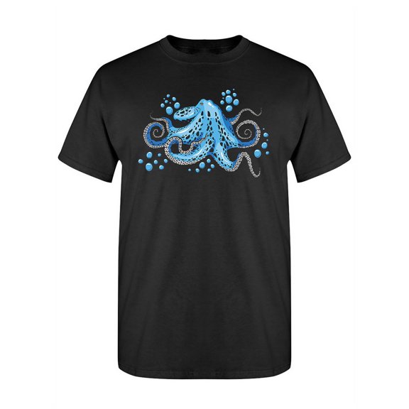 Blue Octopus Design T-Shirt Men -Image by Shutterstock, Male Medium