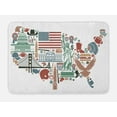 thumbnail image 1 of Map Bath Mat, Traditional Symbols in The Form of United States of America Map Travel Landmarks Flag, Non-Slip Plush Mat Bathroom Kitchen Laundry Room Decor, 29.5 X 17.5 Inches, Multicolor, Ambesonne, 1 of 2