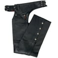 thumbnail image 4 of Hot Leathers CHM1001 Black Fully Lined Unisex Premium Leather Motorcycle Biker Rider Chaps Large, 4 of 5