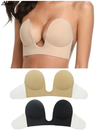 Push Up Plunge Strapless Sticky Adhesive Bra Deep U-Shaped Invisible  Backless Bra for Women 