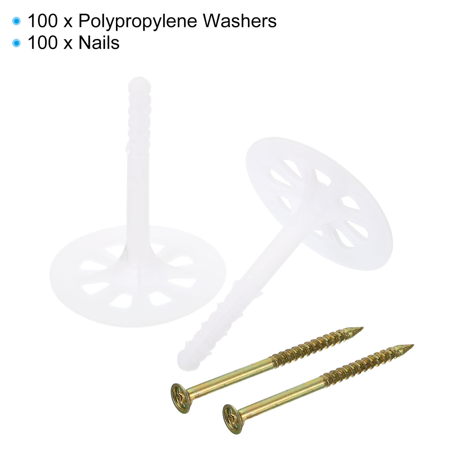 Uxcell 32mm Perforated Insulation Pins Insulating Nails Wall Plug Plastic Expansion Bolt 100 Pack