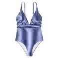 thumbnail image 4 of Edvintorg Maternity Swimwear Fashion Stripe Printing Deep V Neck Sleeveless One Piece Bathing Suit Pregnancy Swimsuit Holiday Beach Maternity Clothes for Women, 4 of 7