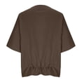 thumbnail image 5 of Aobny Dolman Sleeve Tshirts for Women Plain Cotton Linen T-shirts Brown Boat Neck 3/4 Sleeve Women T Shirt,S, 5 of 9