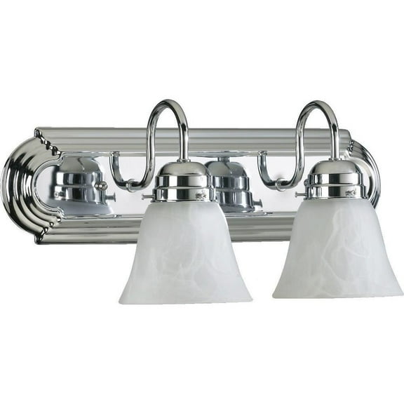 2 Light Vanity Light in Bailey Street Home Home Collection Style 18 inches Wide By 8 inches High-Chrome Finish-Fau Alabaster Glass Color Bailey Street