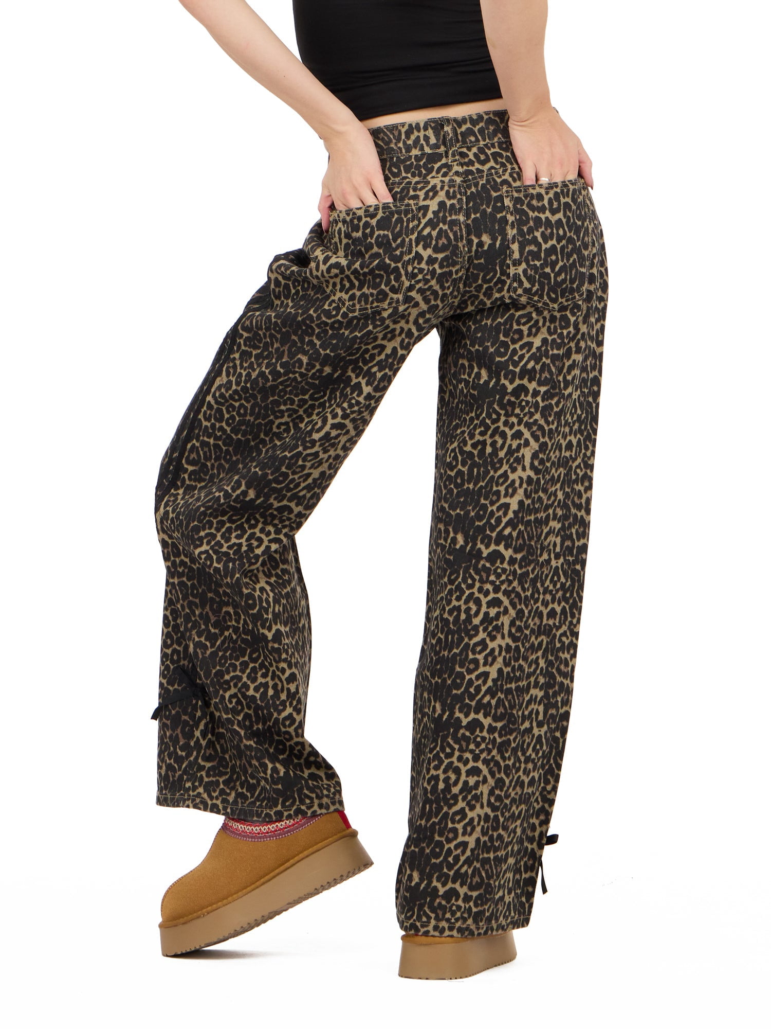 Forever 21 Women's Low Rise Baggy Fit Jeans with Side Stripes and Bow Accents, Sizes 0-14