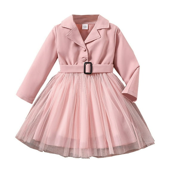 Sngxgn Girl Party Dress Long Sleeve A-Line Dresses(Pink,6Y)
