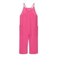 thumbnail image 3 of Girls Jumpsuit Casual Sleeveless Casual Plain Color Overalls Spaghetti Strap Romper Long Pants with Pockets Teen Girl Clothing for Kids 4-5 Years, 3 of 3