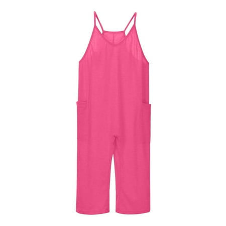 

Girls Casual Sleeveless Jumpsuits Spaghetti Strap Loose Overalls Rompers Long Pants with Pocket 1 Piece Overalls Cute Outfits Jumpsuit Rompers for Girls Twin Clothes Girls 3 Birthday Outfit Girl 8