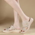 thumbnail image 4 of Women's Wedge Sandals Breathable Open Toe Slides Sandal Comfortable Open Toe Arch Support Walking Slide Shoes Beige Size 7, 4 of 9