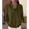 thumbnail image 5 of Women Knit Winter Clothes Casual Loose Sweaters Fall Fashion Cowl Neck Long Sleeve Trendy Pullover Green S, 5 of 7
