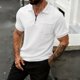 thumbnail image 1 of Ceisia Half-Zip Polo Shirt Men's Slim Fit Short Sleeve Geometric Jacquard Casual Top with Pocket White S Gifts, 1 of 5