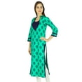 thumbnail image 3 of Amoghah Women Green Cotton Kurti Indian Floral & Leaf Pattern Blouse Kurta Gift, 3 of 5