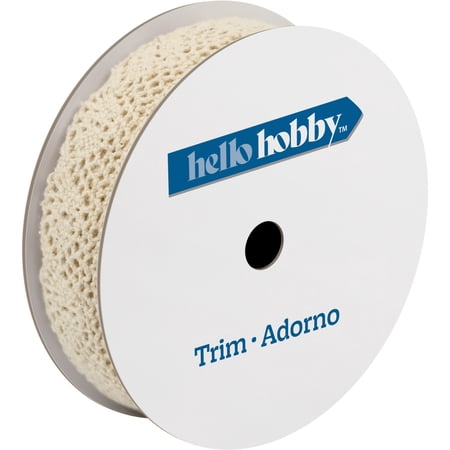 Hello Hobby Cream Crochet Lace Sewing Trim, 3/4 in x 3 yd
