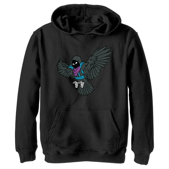 Boy's Fortnite Raven Attack  Pull Over Hoodie Black X Large