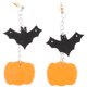 thumbnail image 1 of 1 par de pendientes de calabaza de bate de halloween aretes de arcilla de arcilla colgantes joyas, 1 of 5