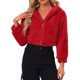thumbnail image 2 of Abrigo de piel sintética casual para mujer INSPIRE CHIC con capucha, con cremallera, corto, de felpa, talla XL, rojo, 2 of 6
