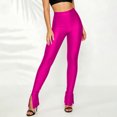 thumbnail image 6 of Maqroz Womens Flare Leggings High Waisted Yoga Pants Shiny Athletic Trousers Casual Workout Clothes Gym Bottoms Y2K Streetwear Outfits with Distinctive Split Side Hems, 6 of 6
