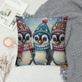thumbnail image 2 of Creowell Pillowcase Christmas Penguins in Hats Decorative Throw Pillow Covers Merry Christmas Penguins Decorative Pillow Modern Decorative Pillow Covers for Couch Sofa Bedroom Car White, 2 of 5
