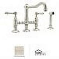 thumbnail image 2 of Rohl Italian Kitchen Acqui Three Leg Bridge Faucet With Metal Levers Sidespray And 9" Reach Column Spout In Polished Nickel, 2 of 2