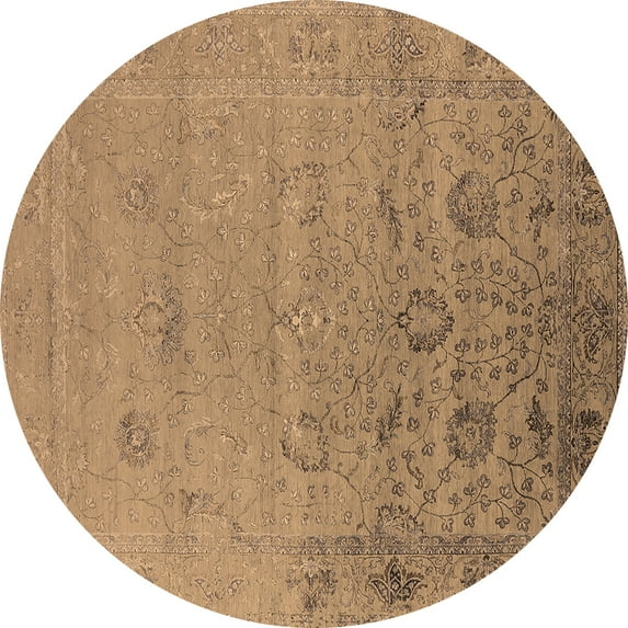 Ahgly Company Indoor Round Oriental Brown Industrial Area Rugs, 5' Round