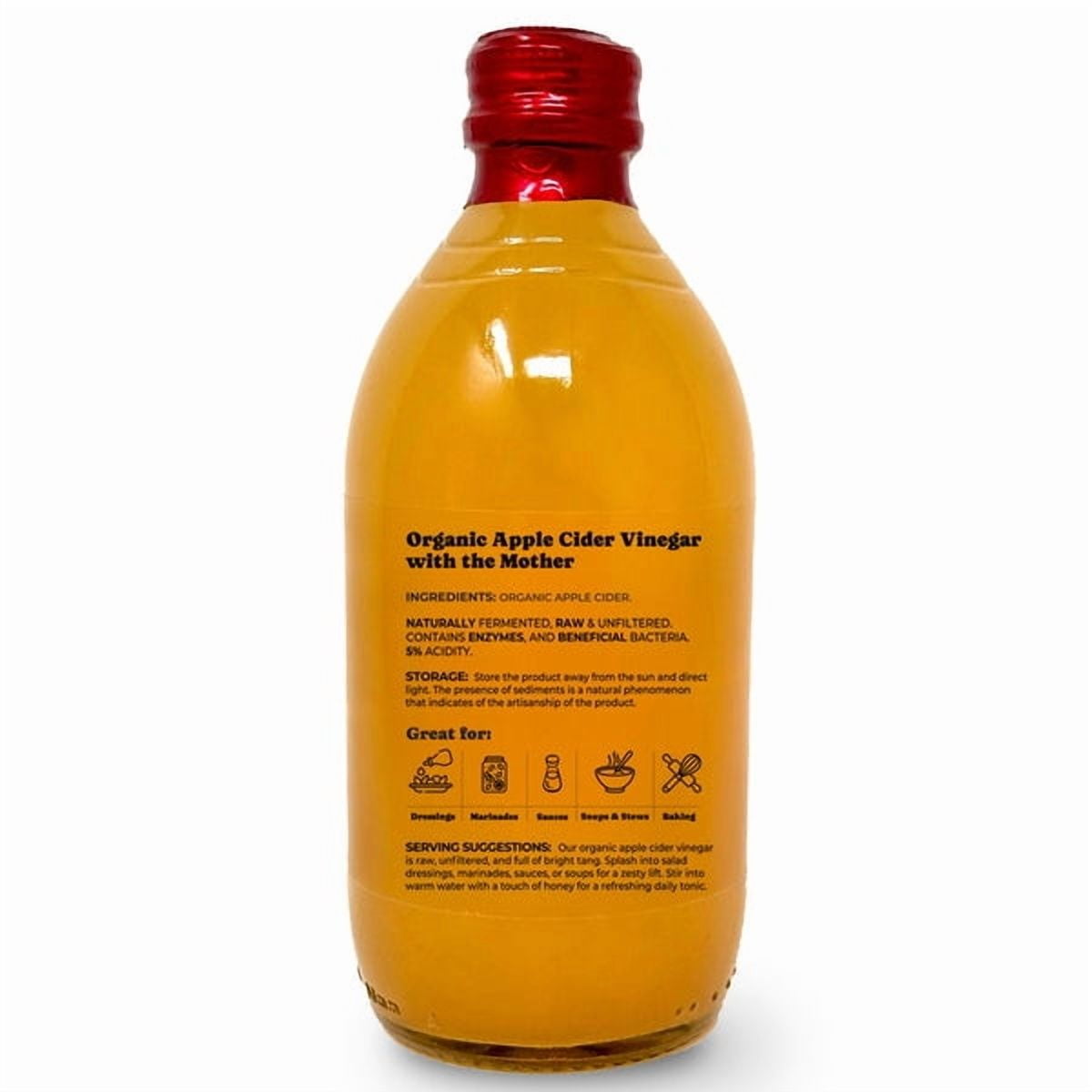 Food To Live Organic Apple Cider Vinegar, 500 ml – Raw Italian Natural Vinegar with the Mother, Unfiltered, Unpasteurized, Non-GMO, Vegan, Bulk, Glass Bottle (Pack of 6)