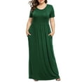 thumbnail image 3 of POSESHE Women's Plus Size Short Sleeve Maxi Dress with Pockets，Tunic Swing T-Shirt Dress, 3 of 4