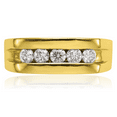 thumbnail image 5 of 10K Solid Yellow Gold Lab Diamond 5 Stone Mens Channel Wedding Band Ring, 5 of 10