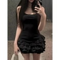 thumbnail image 2 of Sleeveless Mini Dress For Woman Summer Black Dresses Sexy Clubwear Party Slim fit Ruffle Pleated Short Dress, 2 of 8