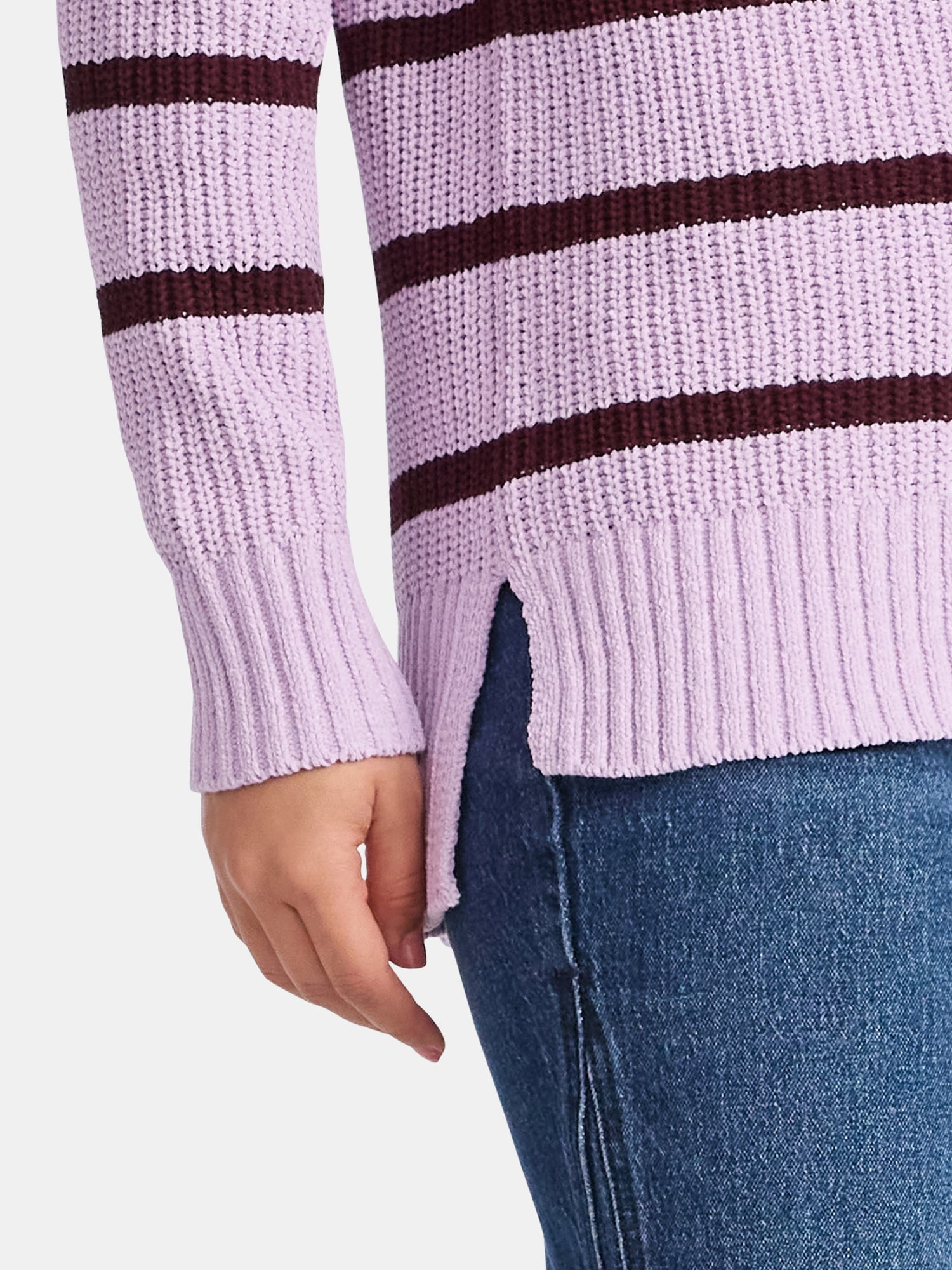Time and Tru Women's Chenille Sweater with Long Sleeves, Midweight, Sizes XS-XXXL