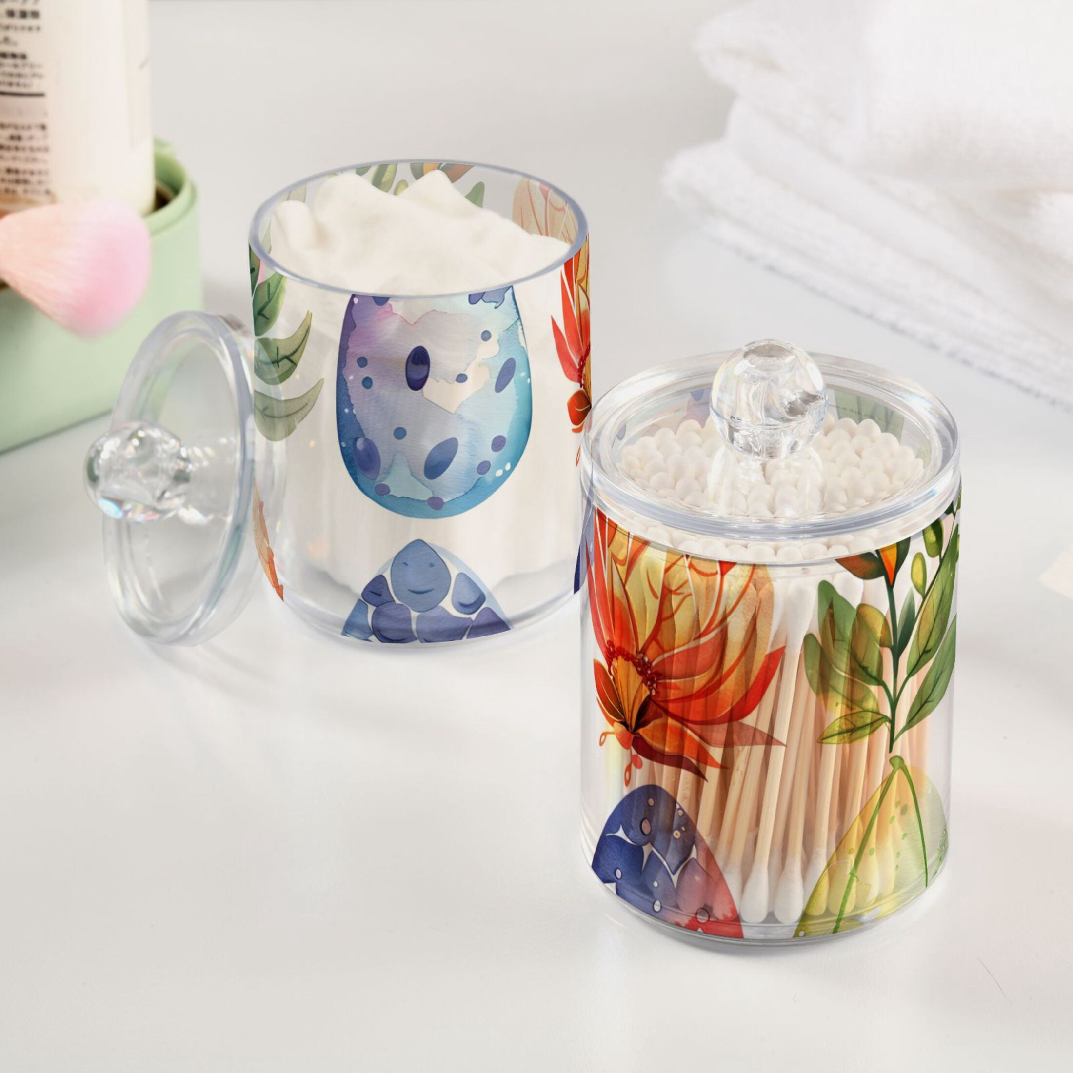 Ckdifva Dragon Eggs Storage Jar with Lid Acrylic Organization Storage Containers Set of 4