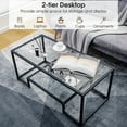 thumbnail image 6 of Canddidliike Modern 2-Tier Rectangular Coffee Table with Glass Table Top-Black, Dining Coffee Table for Living Room and Office, 6 of 8