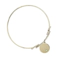 thumbnail image 2 of 8 1/2 inch Round Double Loop Bangle Bracelet w/ Plain Disc medal charm w/ Light Purple Swarovski Crystal, 2 of 3