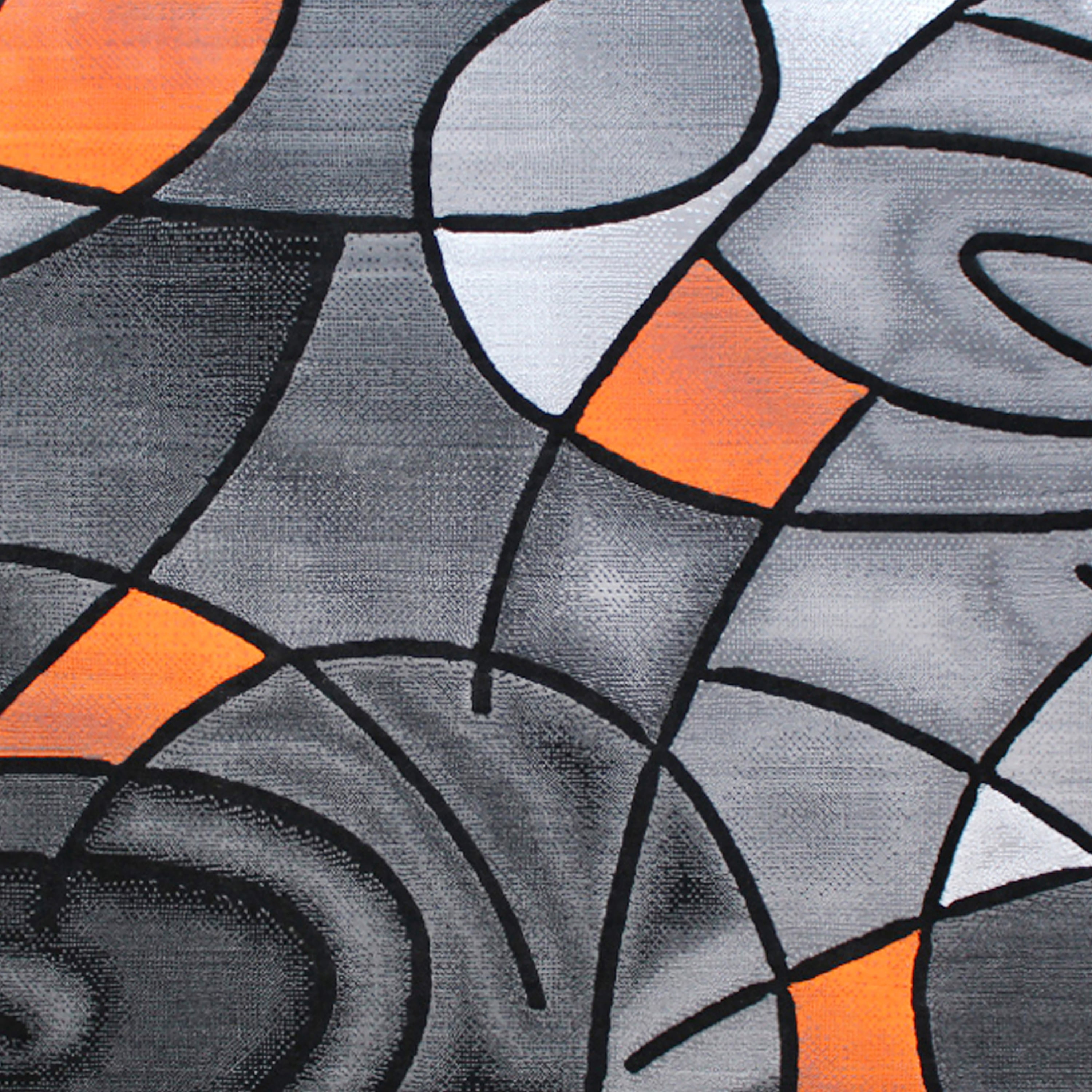 Flash Furniture Jubilee Rectangular Contemporary Black, Grey, Orange Area Rug, 5' x 7'