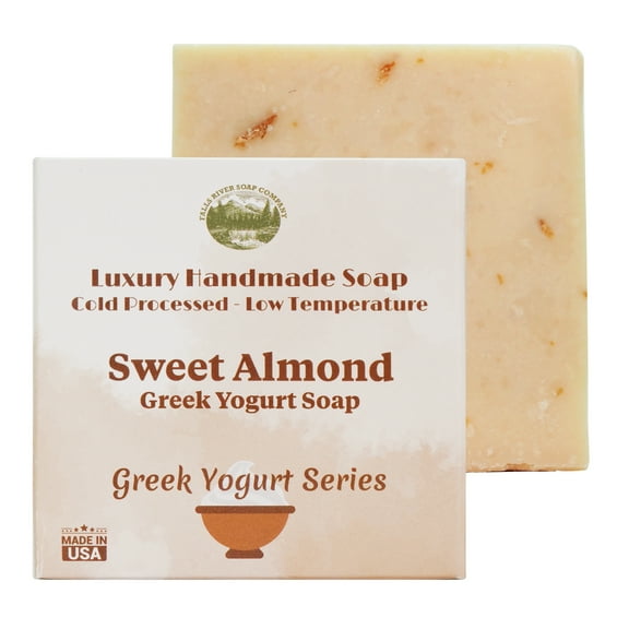 Sweet Almond 5 Oz Greek Yogurt Soap Bar - Essential Oil Natural Soaps- Great as Anniversary Wedding Gifts - Falls River Soap Company